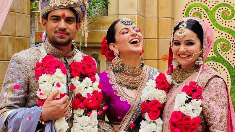 ভাইয়ের বিয়ে বলে কথা! আর দিদি থাকবে না, তা আবার হয় নাকি? এখানে দিদি সেলেব্রিটি। বলিউড অভিনেত্রী কঙ্গনা রানাওয়াত (Kangana Ranaut)।