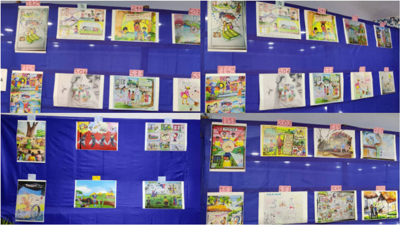 জমা জলের বিরুদ্ধে রংতুলি দাগল খুদে পড়ুয়ারা, মুগ্ধ স্বাস্থ্যভবনের কর্তারা