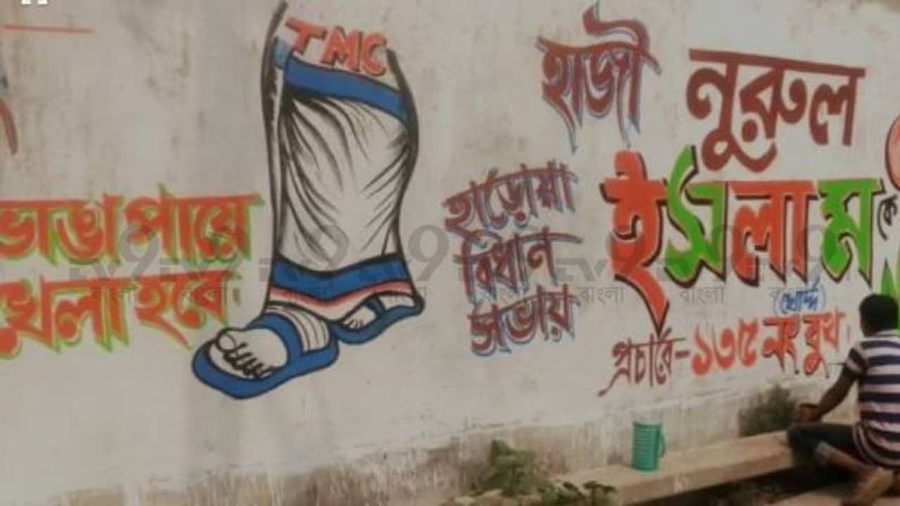 দেগঙ্গার দেওয়ালে দেওয়ালে মুখ্যমন্ত্রীর ভাঙা পা, জোড়াফুলের হুঁশিয়ারি খেলা হবে