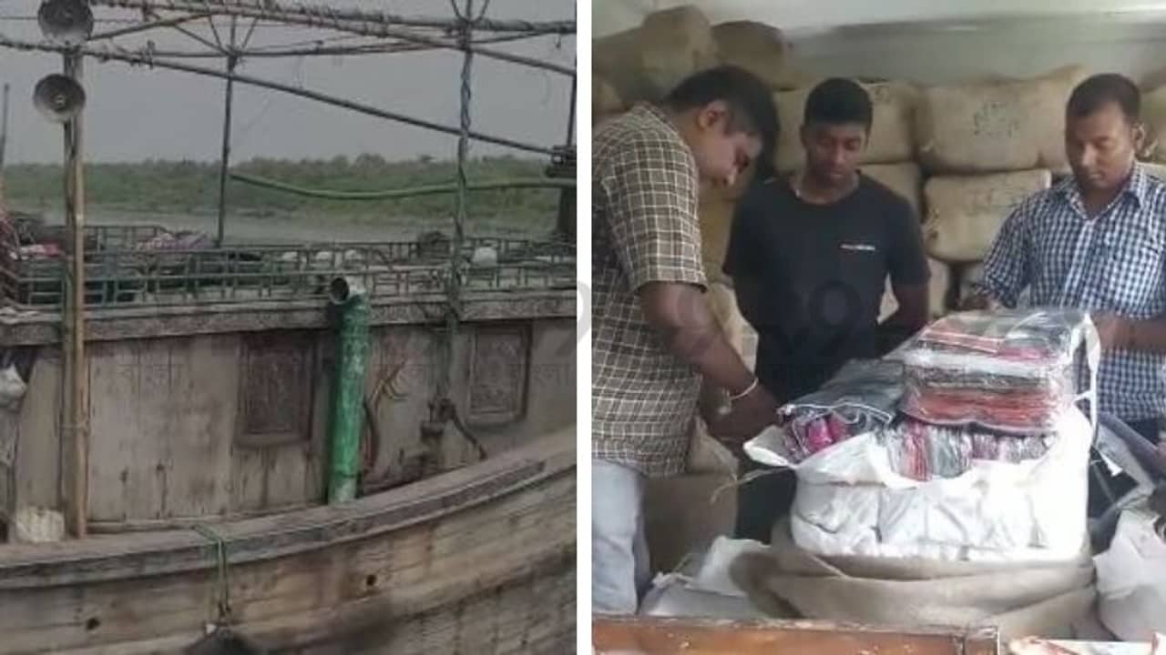বাংলাদেশি ট্রলার থেকে উদ্ধার প্রচুর ভারতীয় শাড়ি!