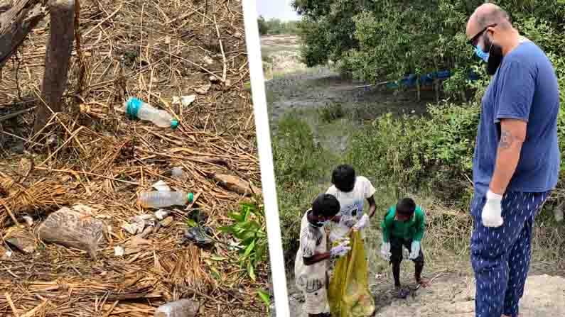 সুন্দরবনে ত্রাণ দিতে গিয়ে যত্রতত্র ফেলেছে প্লাস্টিক বোতল, পরিষ্কারে হাত লাগালেন ফ্যাশন ডিজাইনার অভিষেক