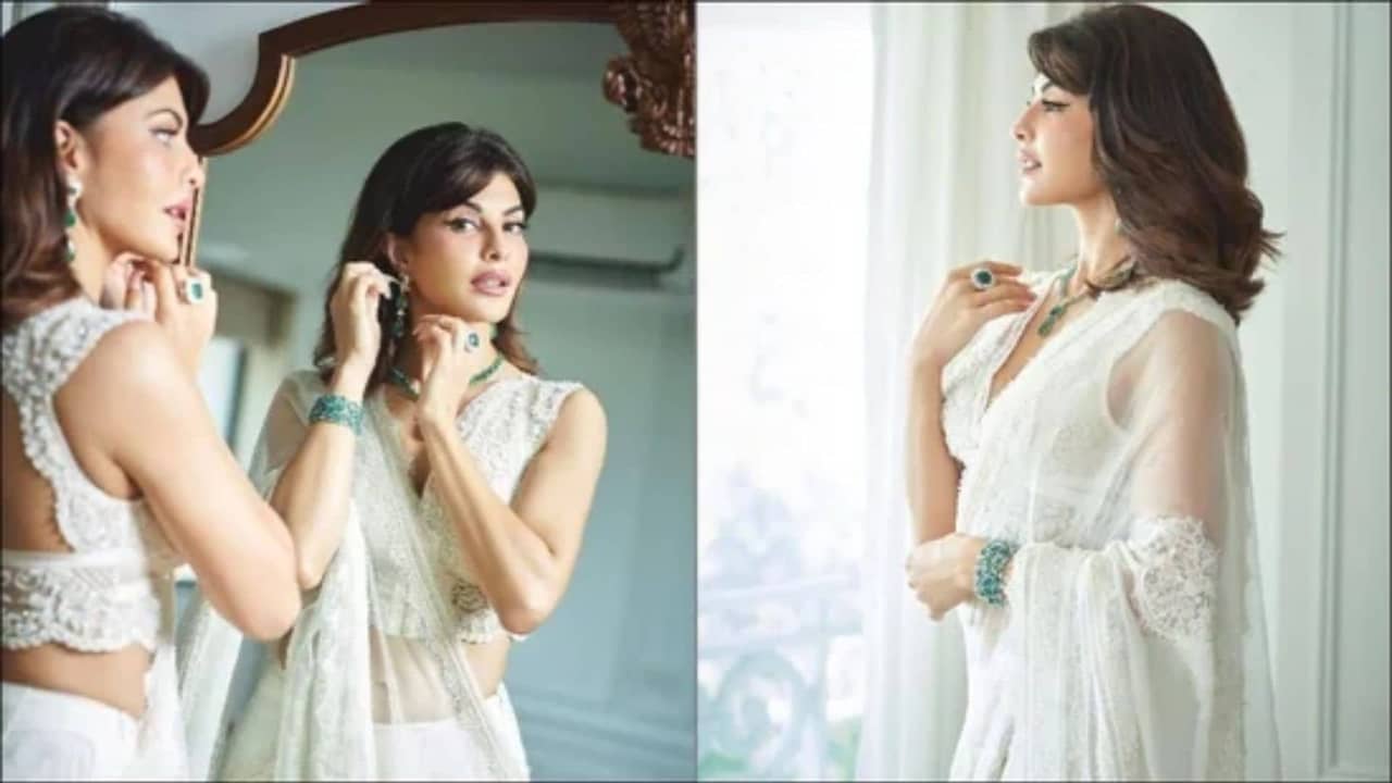 Jacqueline Fernandez Photoshoot: সাদা শাড়িতে ইন্সটাগ্রামে মন মাতালেন জ্যাকলিন