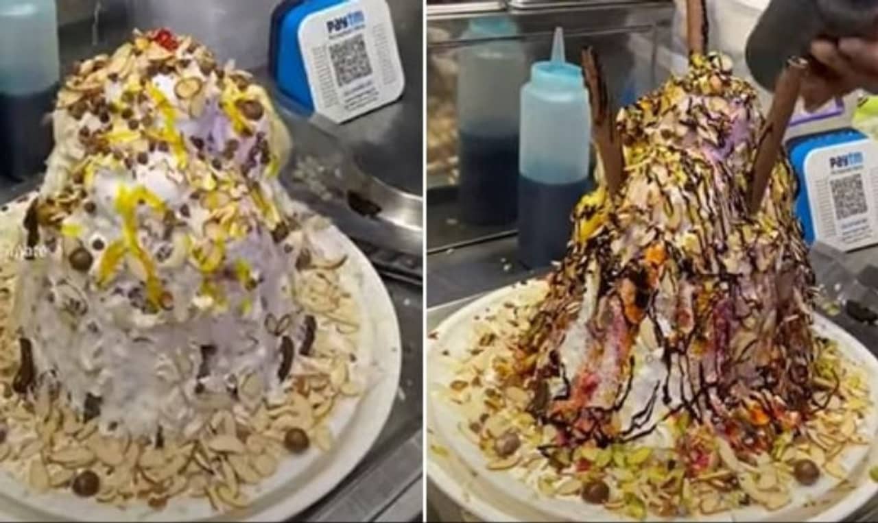 Watch: ৫ কেজি ওজনের অসাধারণ স্বাদের বরফ কা গোলা! চেখে দেখবেন নাকি একবার?