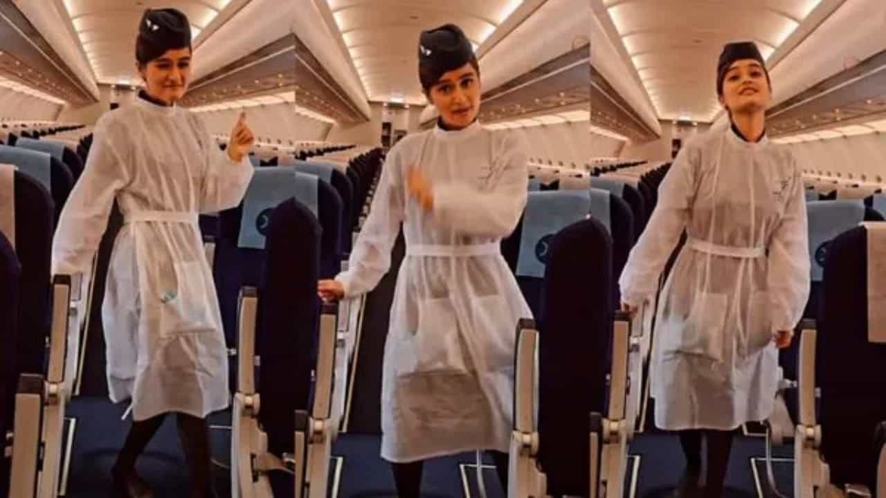 Viral Video: 'মানিকে মাগে হিথে' গানে পিপিই কিট পরে নাচলেন এয়ার হোস্টেস!