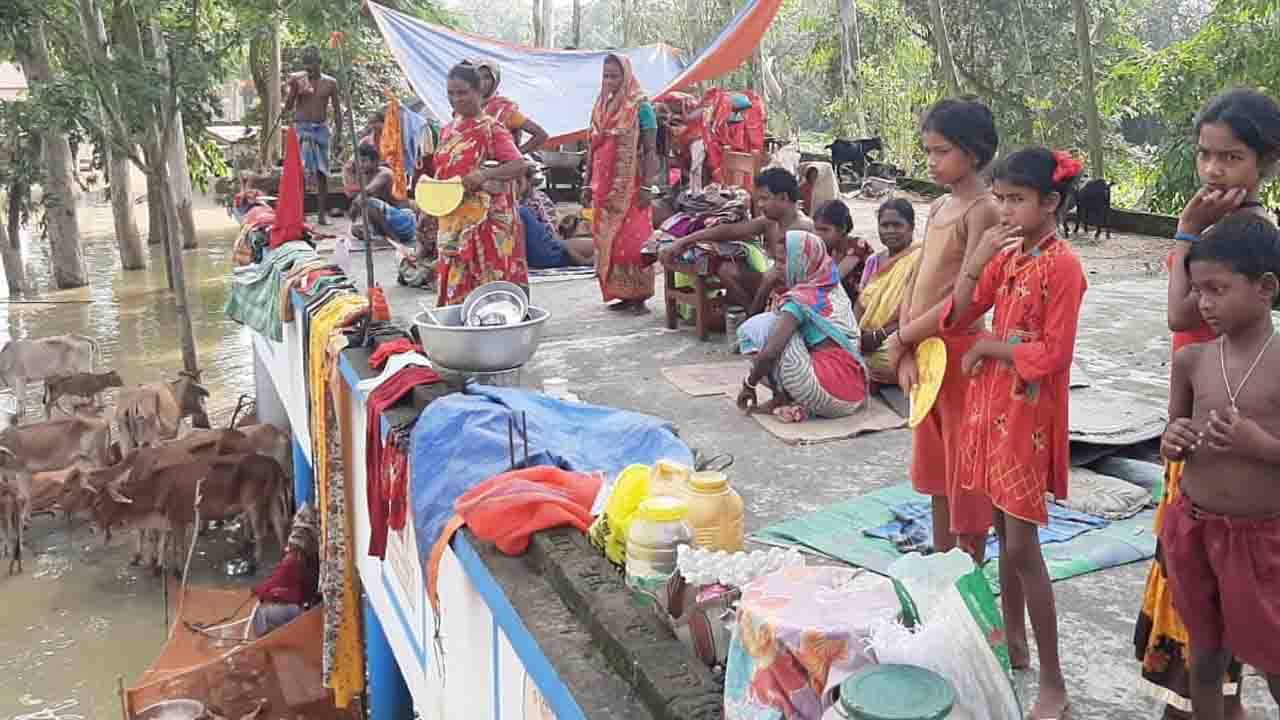 Flood in Bengal: মাথার ওপর ত্রিপলটুকুও জোটেনি, নিজেদের ঘরের শেষ রসদ দিয়েই পেট চলছে, কোথায় প্রশাসন?