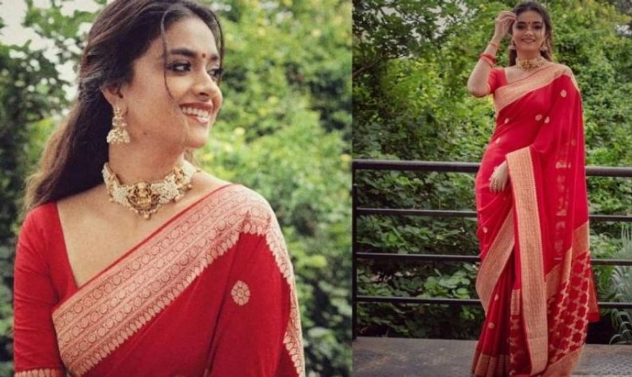 Keerthy Suresh: অসাধারণ লাল বেনারসির সাজে উত্‍সবের মেজাজকে রঙিন করলেন এই দক্ষিণী অভিনেত্রী!