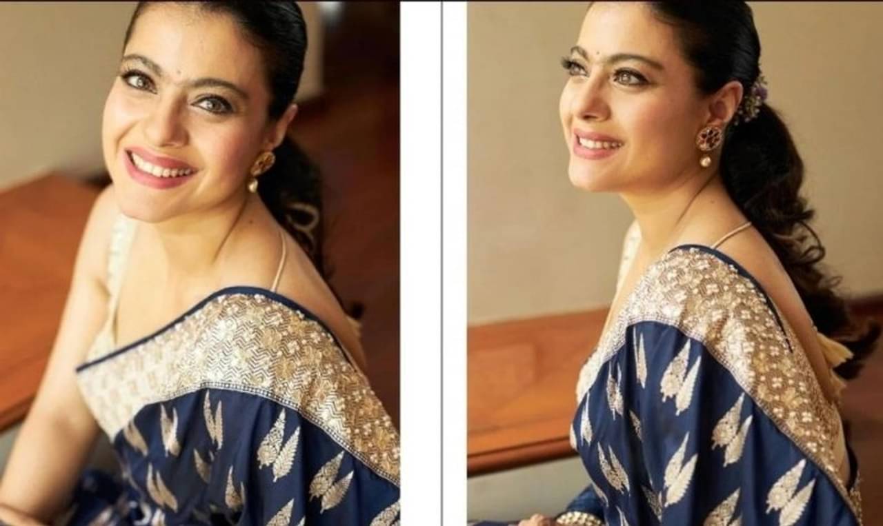 Kajol: দুর্গাষ্টমীর দিনে নীল বেনারসি শাড়িতে তিলোত্তমা কাজল! দাম কত জানেন?