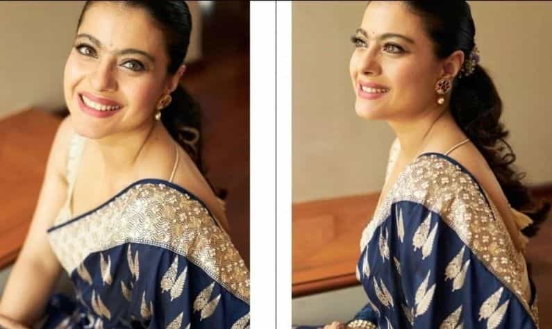 Kajol: দুর্গাষ্টমীর দিনে নীল বেনারসি শাড়িতে তিলোত্তমা কাজল! দাম কত জানেন?