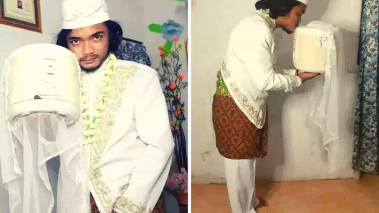 Viral: রাইস কুকারকে বিয়ে করল এক যুবক! বিয়ে করার আবার ৩ টে কারণও দেখাল সে... Viral: রাইস কুকারকে বিয়ে করল এক যুবক! বিয়ে করার আবার ৩ টে কারণও দেখাল সে...