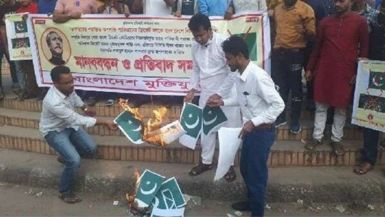 Anti Pakistan Protest in Dhaka: বাংলাদেশকে অপমান! ঢাকা বিশ্ববিদ্যালয়ে পুড়ল পাকিস্তানের পতাকা