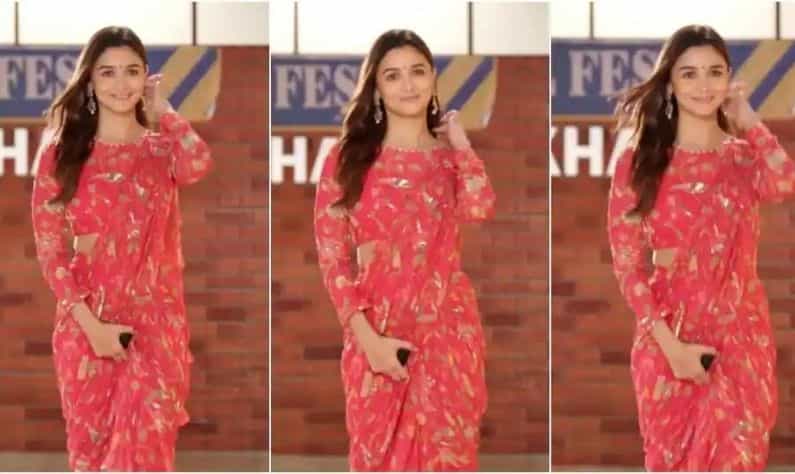 Alia Bhatt: বিজ্ঞাপনের শ্যুটিংয়ে গোলাপী ফ্লোরাল শাড়িতে অপরূপা আলিয়া!