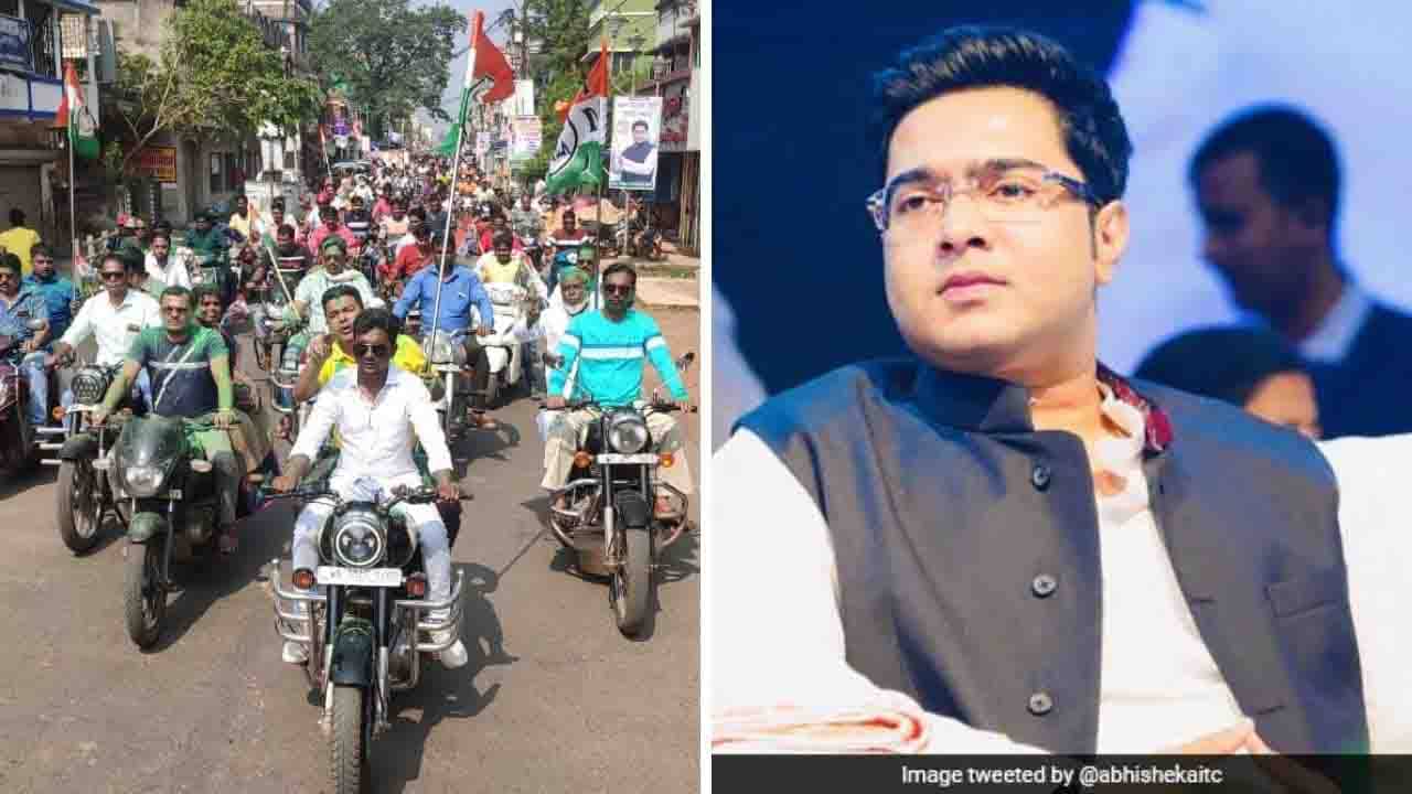 TMC Rally: বিজয়োত্‍সবে না অভিষেকের, তবুও বাইক মিছিল, সবুজ আবির, উল্লাসে বাদ গেল না কিছুই!