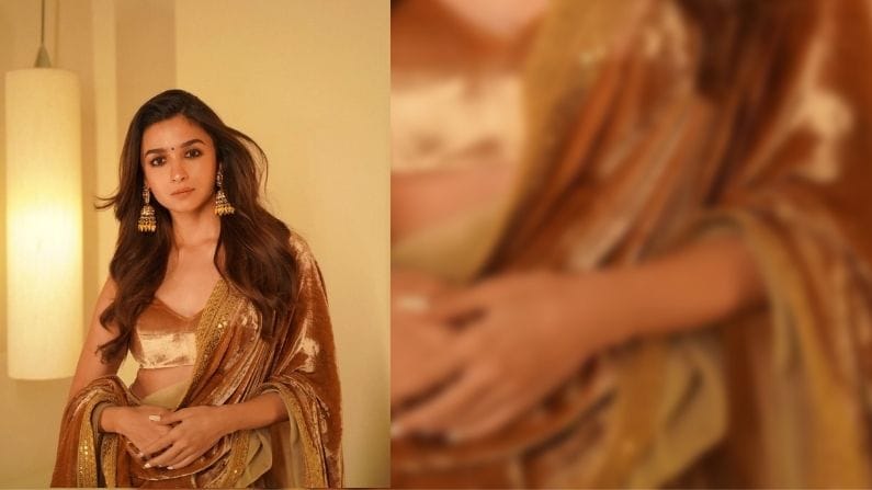 সোনালি রঙের লেহেঙ্গা পরে আলিয়ার এই লুক নজর কেড়েছে অনুরাগীদের।