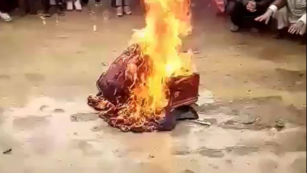 Afghanistan news: শিল্পীর চোখে জল, বাদ্যযন্ত্র আগুনে পুড়িয়ে দিল তালিবান, দেখুন ভিডিয়ো