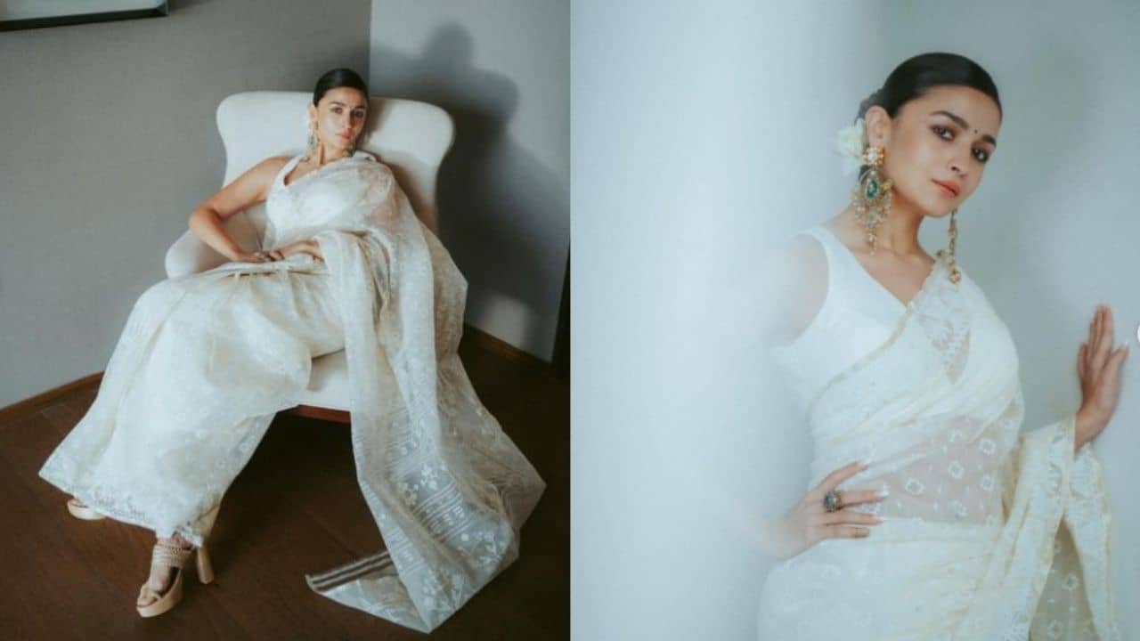 Alia Bhatt In Kolkata: কলকাতায় মেরি জান! সাদা জামদানিতে বাঙালির মন কাড়লেন গাঙ্গুবাই