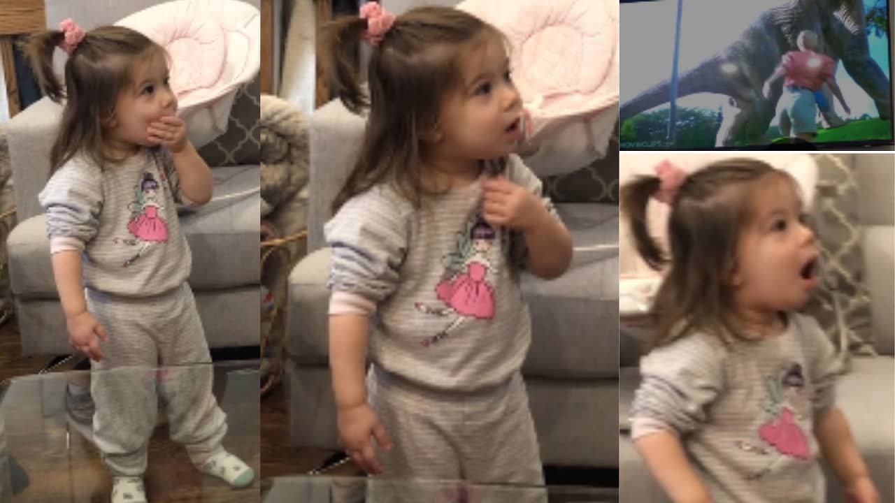 Viral Video: প্রথম বার টিভিতে ডাইনোসর দেখল ২ বছরের মেয়ে, তার রিঅ্যাকশন নেটপাড়ার লোকজনের মন জিতে নিল!