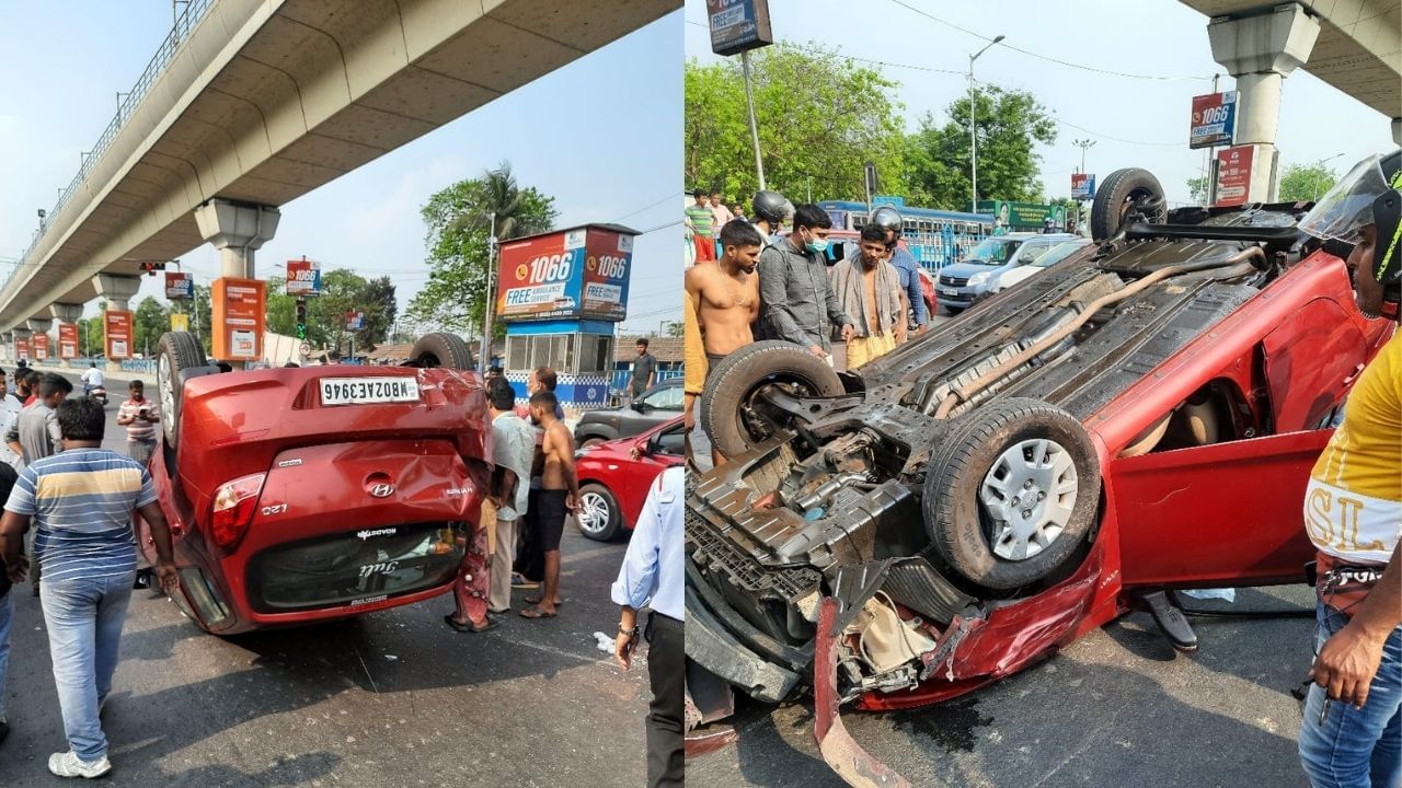 Road Accident: বেপরোয়া গতিতে হঠাৎ ব্রেক! রেষারেষির জেরে উল্টে গেল গাড়ি