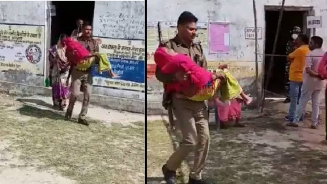 Viral Video: বৃদ্ধাকে কোলে করে পোলিং বুথে পৌঁছে দিলেন, উত্তরপ্রদেশের এই পুলিশকর্মীকে দেশবাসীর স্যালুট!