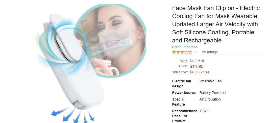 Face Mask Fan Clip - Amazon