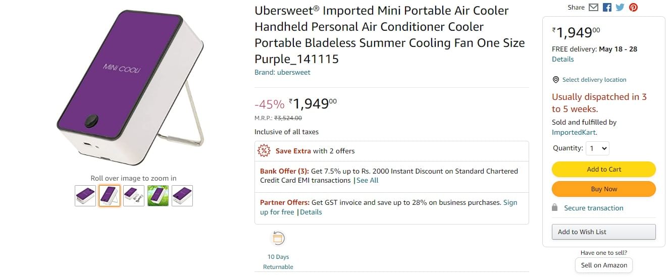 Mini Portable AC From Amazon