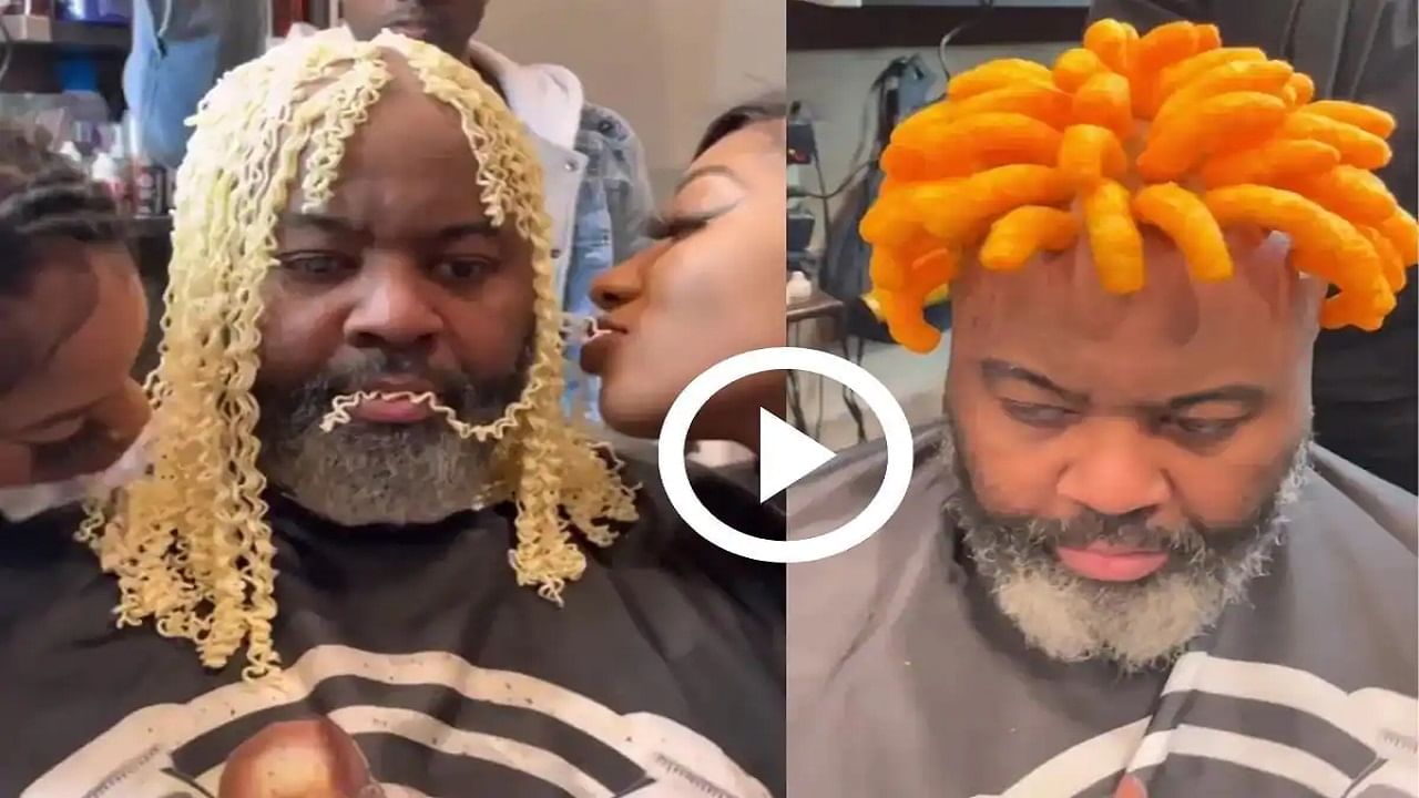 Viral Video: Hair Style Sometimes noodles, sometimes chitos, Ini has opened  a food shop Man Getting Food Hairstyles Everyday Using Cheetos, Noodles And  More, Watch Viral Video | PiPa News