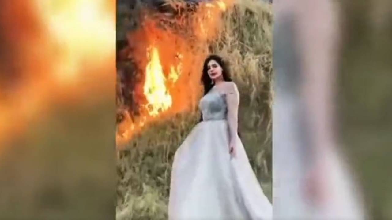 Pakistani Tiktoker : জঙ্গলে আগুনের মধ্য়েই রুপোলি গাউন পরে টিকটক করছেন পাকিস্তানি তারকা, সমালোচনার ঝড় নেটমাধ্যমে