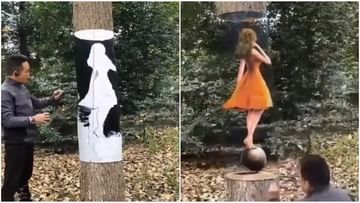 Viral Video: অবিশ্বাস্য! গাছের গুঁড়িতে মহিলার 3-D ছবি এঁকে তাক লাগালেন শিল্পী, 'থ' হয়ে দেখার মতো