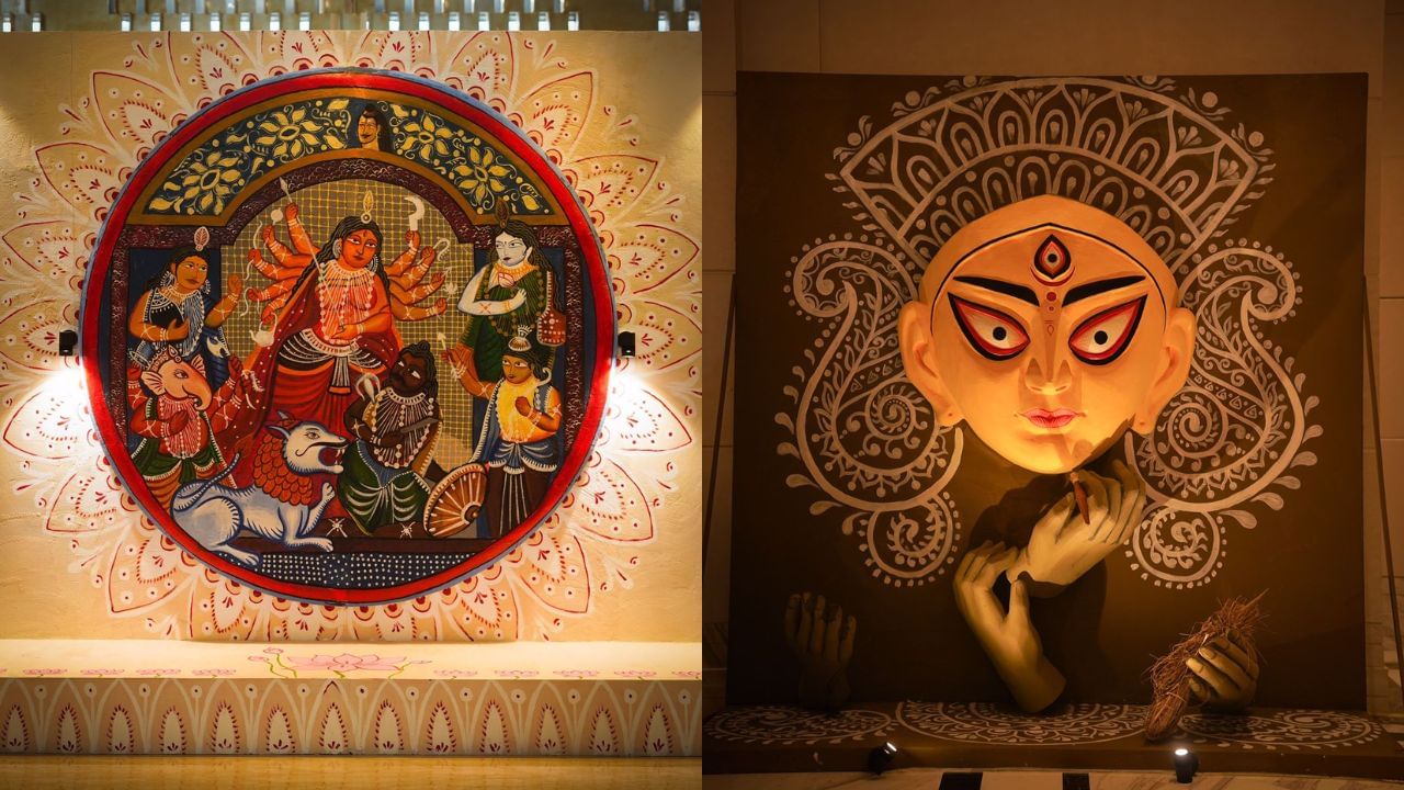 Durga Puja 2022: বাংলার পটচিত্রের ঝলক ফুটে উঠেছে আইটিসি সোনারের দুর্গায়