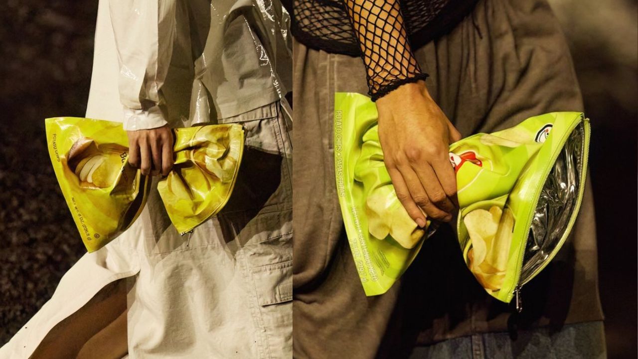 Balenciaga: জুতো, কানের দুলের পর ফের নয়া চমক! ফ্যাশন উইকে ভাইরাল চিপস প্যাকেটের ব্যাগ