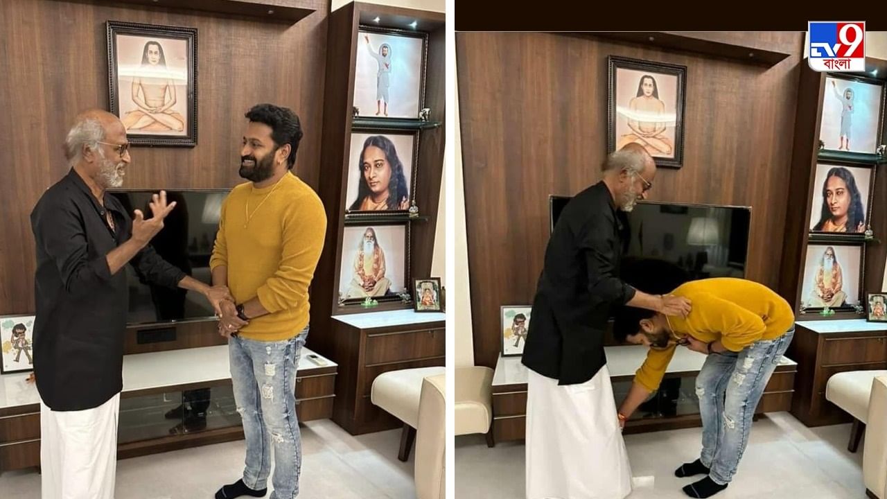 Rishab Shetty Meets Rajinikanth: রজনীকান্তের বাড়িতে কান্তারা পরিচালক, শ্রীরামকৃষ্ণের ছবিতে নজর ঘুরল নেটিজ়েনদের