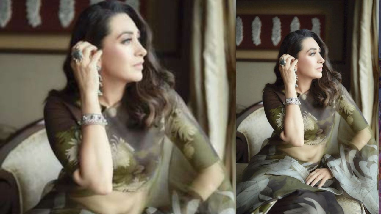 Karisma Kapoor: সামনেই বন্ধুর বিয়ে? করিশ্মার মতন ফ্লোরাল অলিভ-গ্রিন শাড়ির জৌলুষে তাক লাগাতে পারেন আপনিও