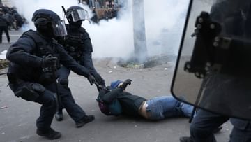 French Police: The situation of the young man was thrown to the ground between the two legs of the police house.