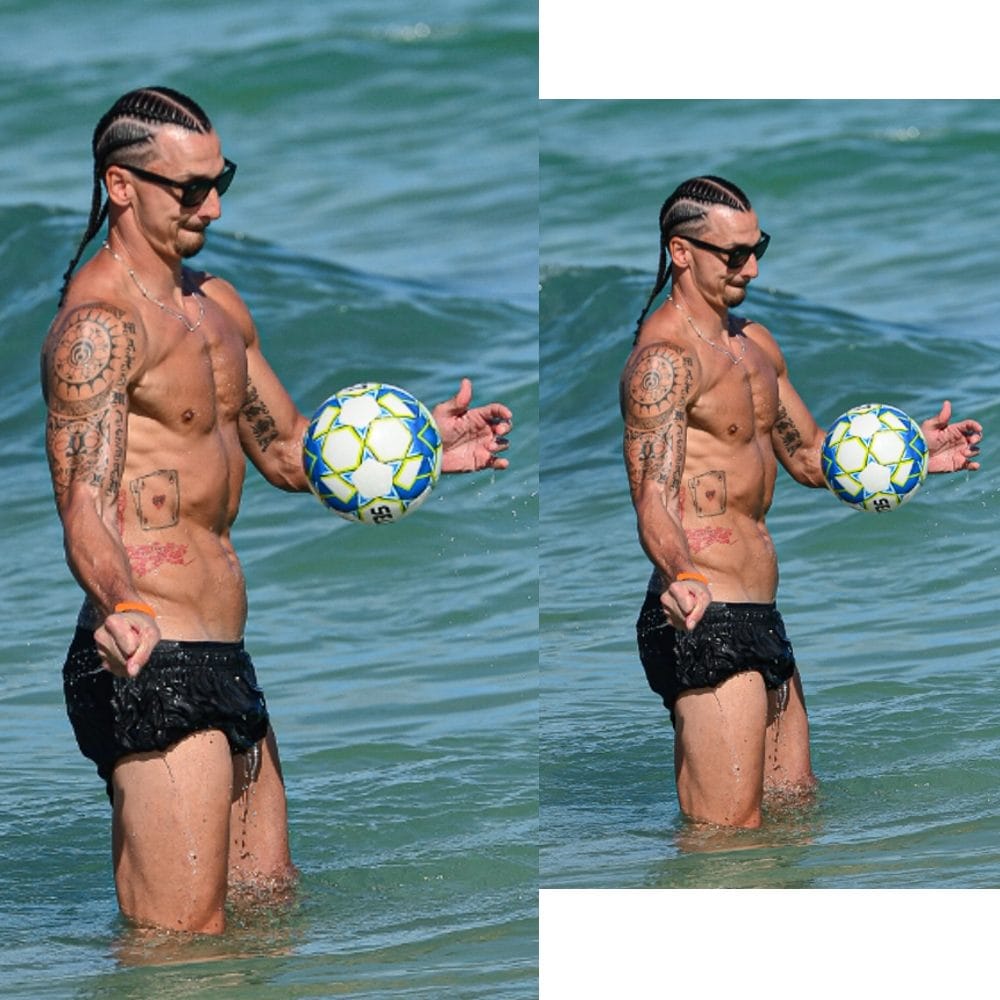 নতুন বছরের প্রথম সপ্তাহে ইব্রা ধরা পড়লেন ফ্লোরিডার মায়ামি বিচে। নিজের মতো করে সময় কাটাচ্ছিলেন। কখনও জলে, কখনও বিচের বালির উপর ফুটবল নিয়ে কারিকুরি চলছিল তাঁর।(ছবি:টুইটার)