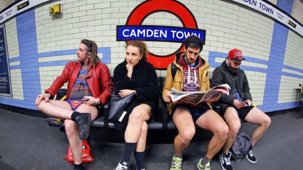 London photos: মহিলা হোক কিংবা পুরুষ, হঠাৎ অন্তর্বাস পরে পাতালরেলে  লন্ডনবাসী - Bengali News, London Underground passengers partially disrobe  for No Trousers Day