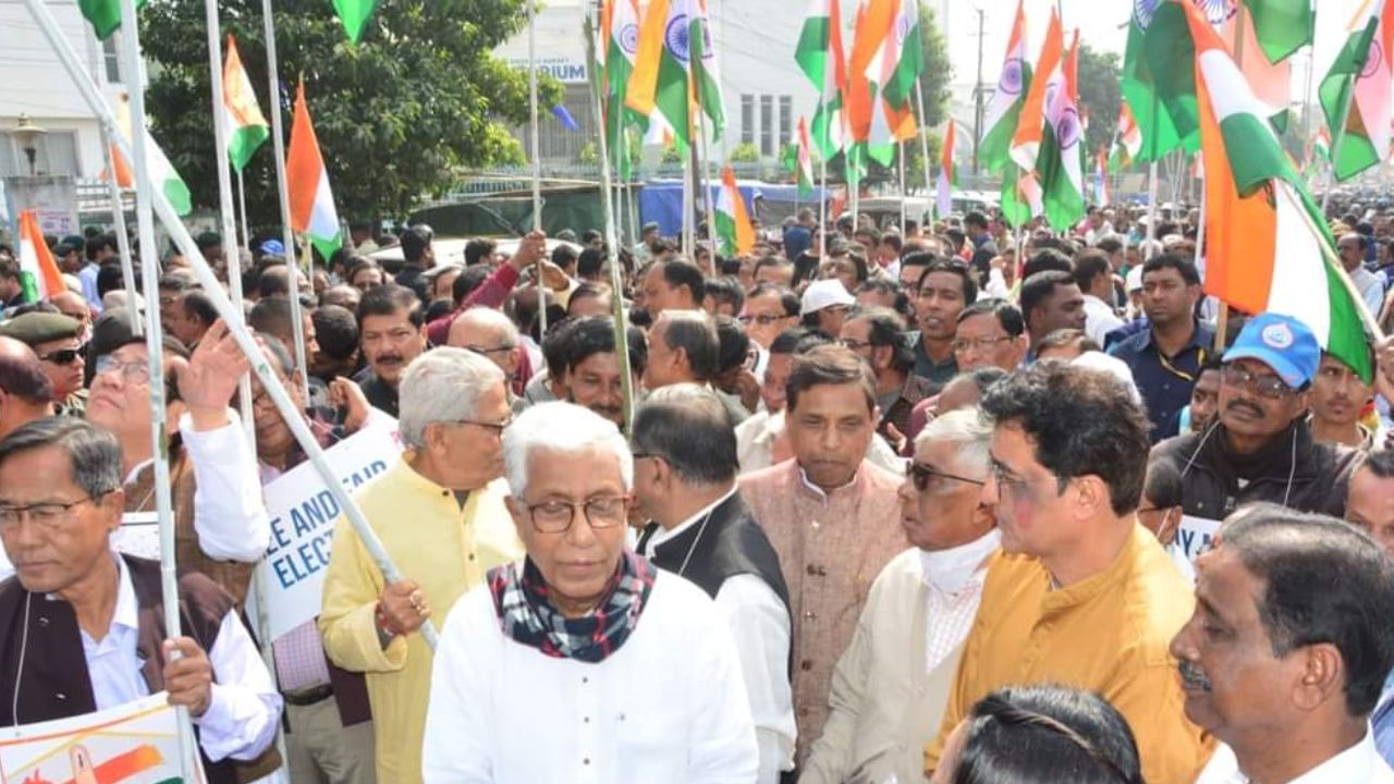 CPM-Congress Joint Rally: 'আমার ভোট, আমার অধিকার', স্লোগান তুলে রাজপথে বাম-কংগ্রেস