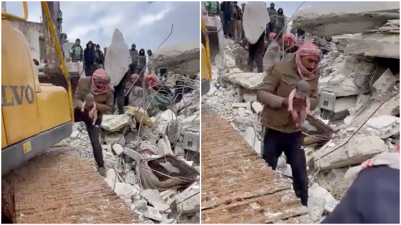 Syria miracle baby কংক্রিটের চাঙরের নীচে কাঁদছে নবজাতক! ভূমিকম্পের