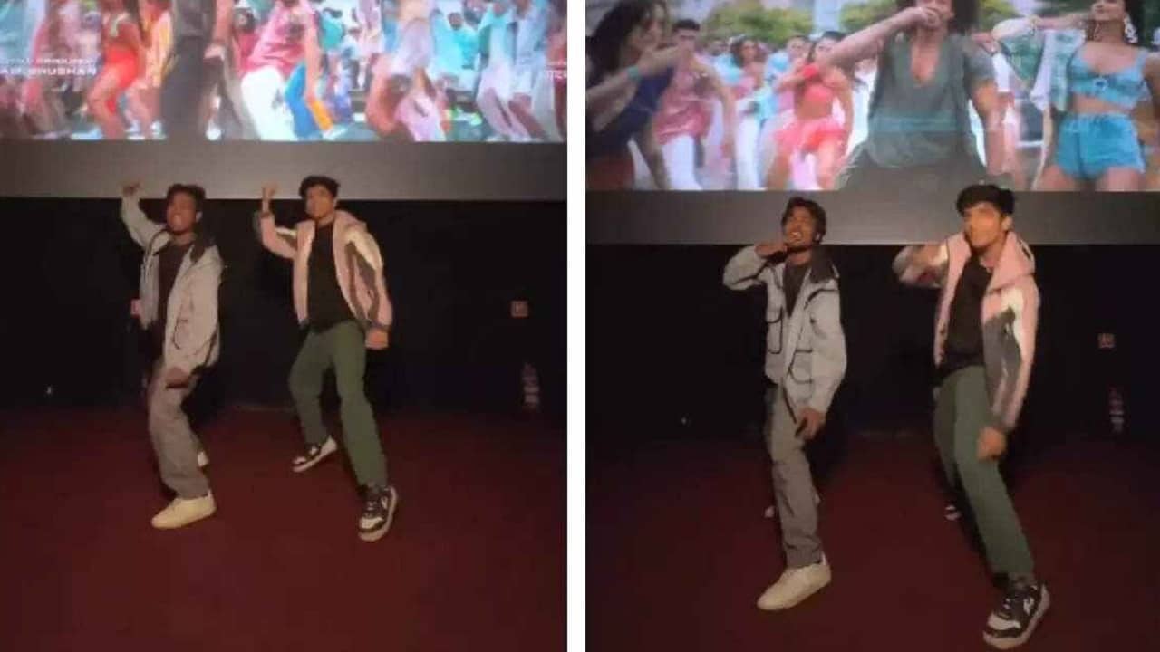 Viral Video: পর্দায় শাহরুখ, সিনেমা হলে বেশরম গানের দৃশ্যে তুমুল নাচ দুই যুবকের