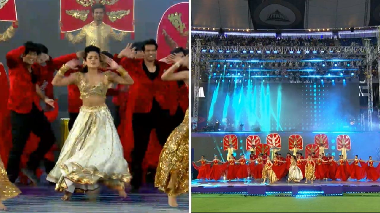 Actor Rashmika Mandhana performs Nattu nattu at IPL 2023 Opening Ceremony event