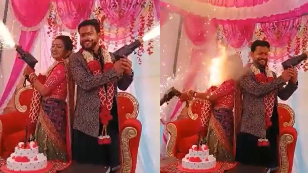 Viral Video: বন্দুক উচিয়ে নবদম্পতি, ট্রিগার টিপতেই ব্লাস্ট, বিয়ের দিনই ঝলসে গেল কনের মুখ