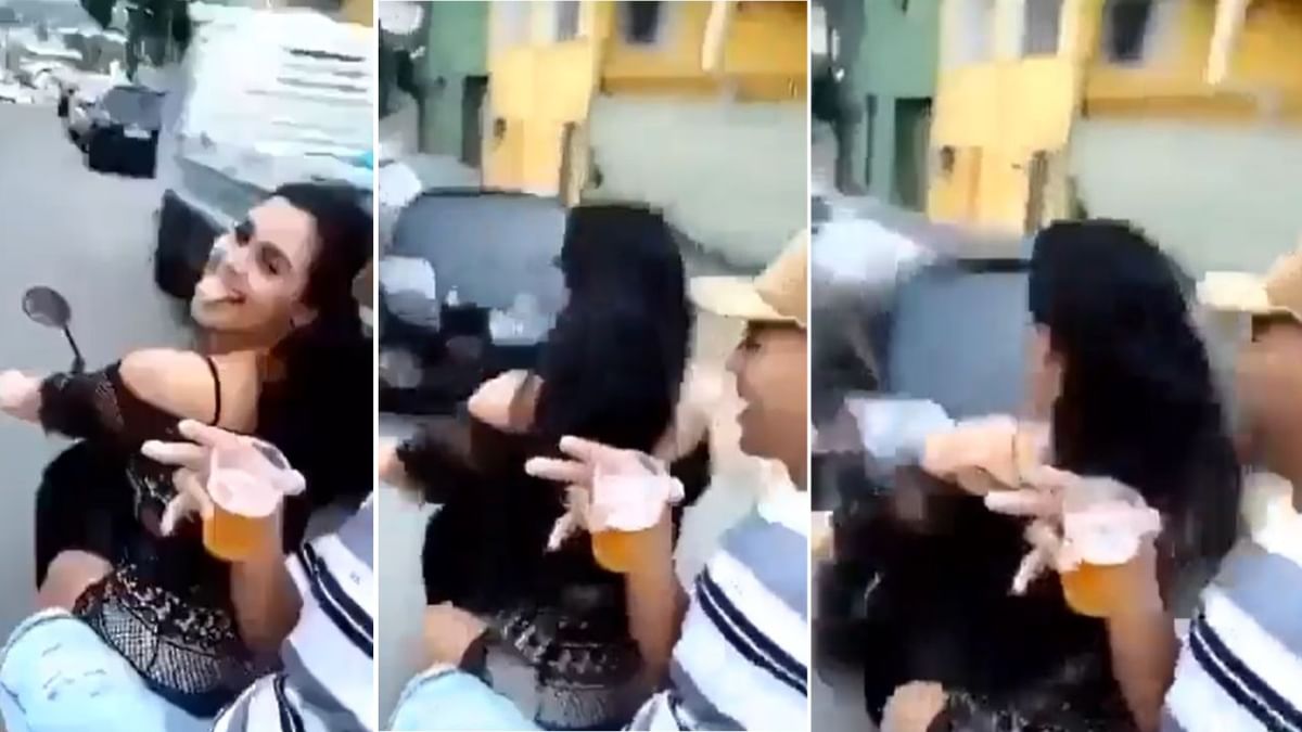 drinking and riding a bike