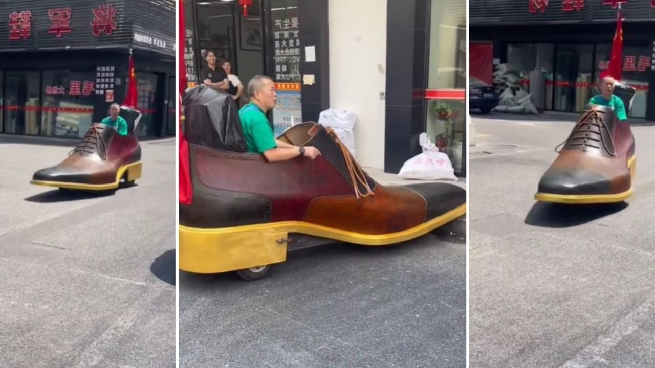 Viral Video: জুতো সারাই করেন চিনাম্যান! বিজ্ঞাপনের জন্য বানিয়ে ফেললেন জুতোর গাড়ি, মজাদার ভিডিয়ো