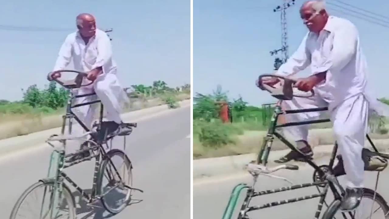 Viral Video: ভাইরাল আরও এক দেশি জুগাড়! ডবল ডেকার সাইকেলে রাস্তা কাঁপাচ্ছেন এই বৃদ্ধ