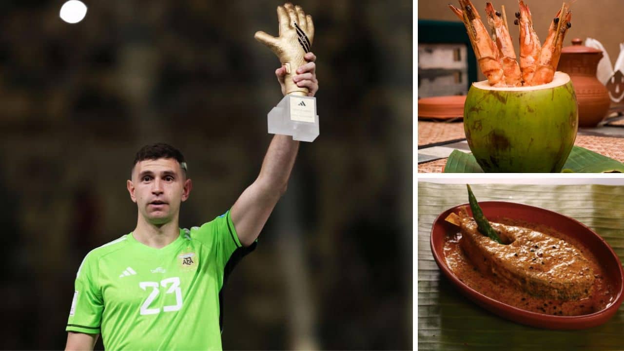 Emiliano Martinez in Kolkata: ইলিশ পাতুরি থেকে ডাব চিংড়ি, কলকাতা সফরে এমি মার্টিনেজের পাতে থাকছে কোন কোন খাবার?