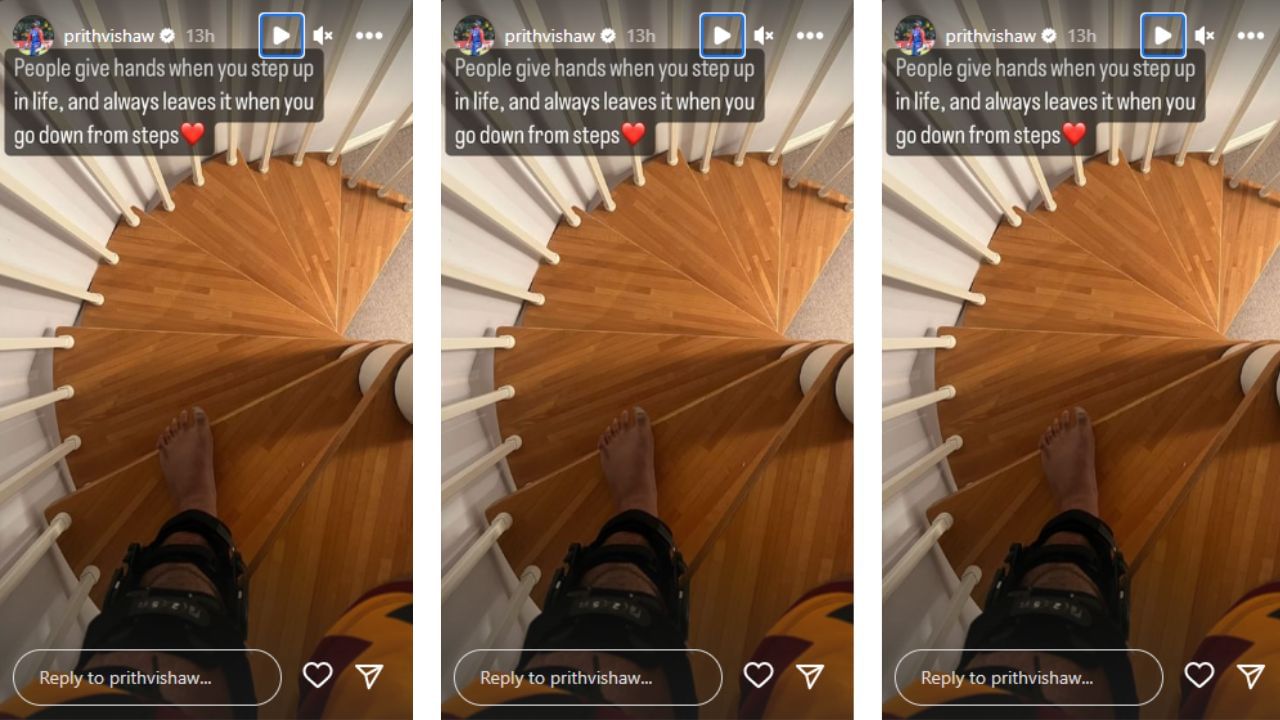 Prithvi Shaw's Instagram story