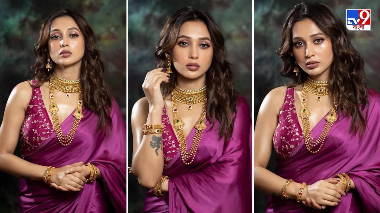 Mimi Chakraborty: বেগুনি সিল্ক শাড়ি আর স্লিভলেস বেনারসি ব্লাউজে পোজ দিলেন মিমি, যোগ্য সঙ্গতে সনাতনী সোনার গয়না