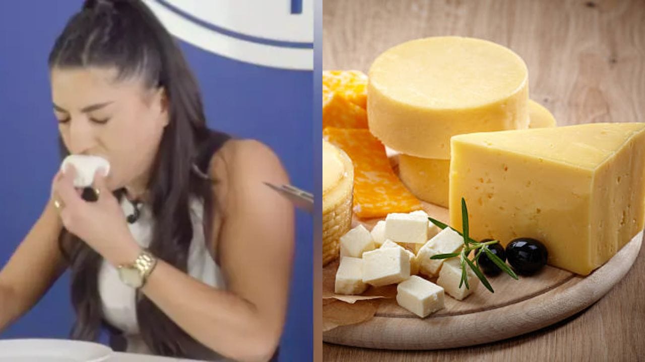 Cheese-World Record: ১ মিনিটে ৫০০ গ্রাম চিজ় খেয়ে বিশ্ব রেকর্ড মহিলার, আপনি এই ফর্মুলা নকল করলে কী হবে জানেন? Cheese-World Record: ১ মিনিটে ৫০০ গ্রাম চিজ় খেয়ে বিশ্ব রেকর্ড মহিলার, আপনি এই ফর্মুলা নকল করলে কী হবে জানেন?