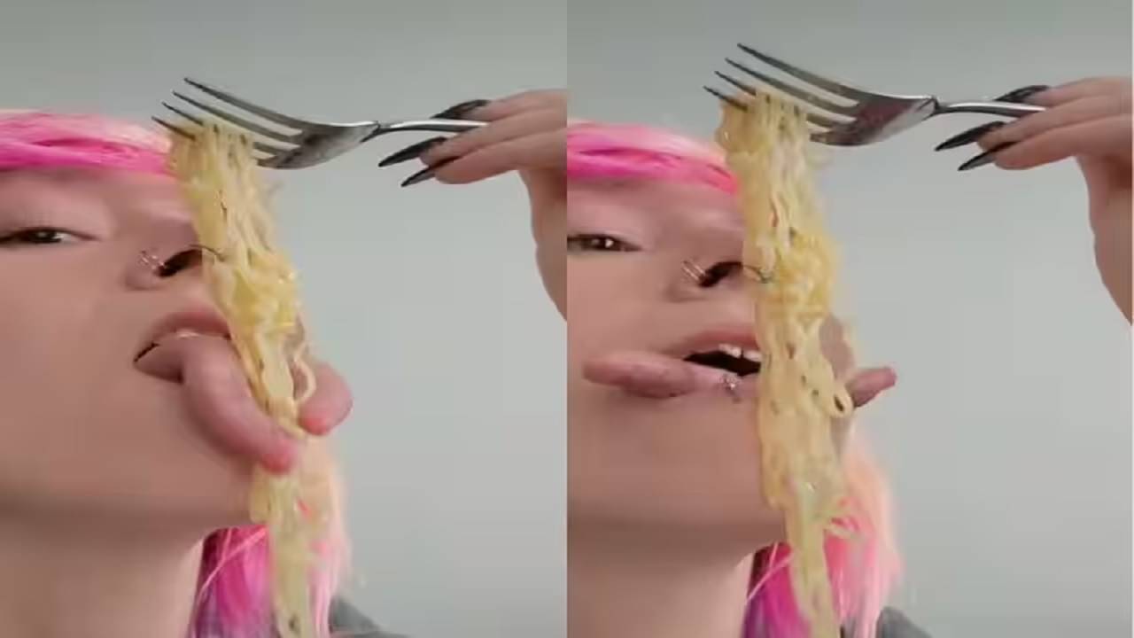 Viral Video: এই মহিলার জিভ সাপের মতো চেরা, দিব্বি ঢুকে যাচ্ছে নুডলস; মন শক্ত থাকলে তবেই দেখুন...