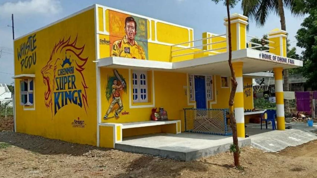 Dhoni fan who went viral for house painted in CSK