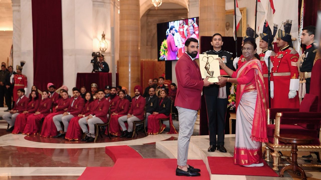 Indian star cricketer Mohammed Shami receives Arjuna Award