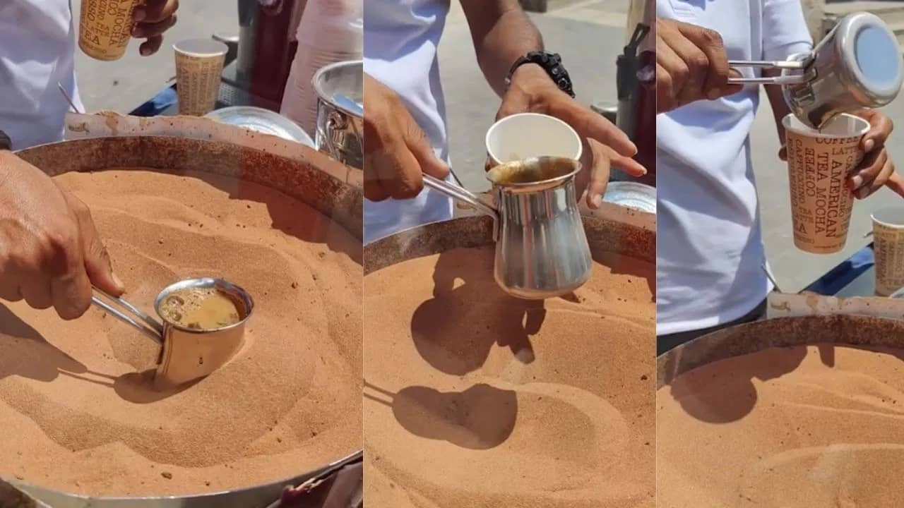 তন্দুরি চা তো অনেক খেলেন, এবার গরম বালির মধ্যে কয়েক মিনিটে তৈরি হয়ে যাচ্ছে মিল্ক কফি